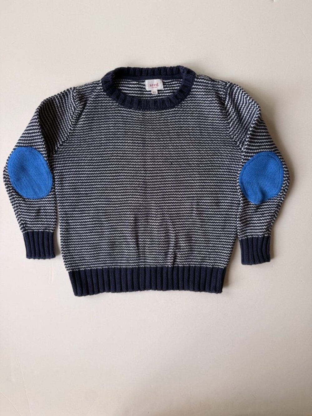Seed Heritage White and Navy Sweater